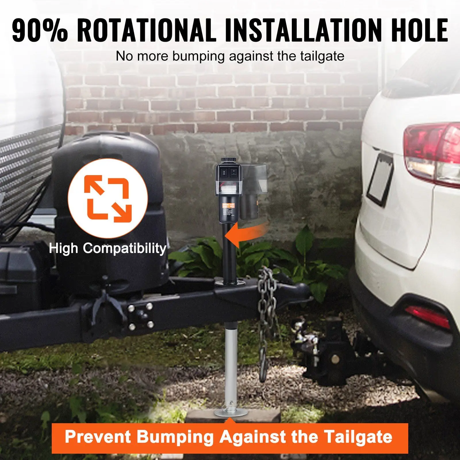 Power Tongue Jack 3500lb Strength 9.84-33.85in Extension Adjustable Base with Waterproofing