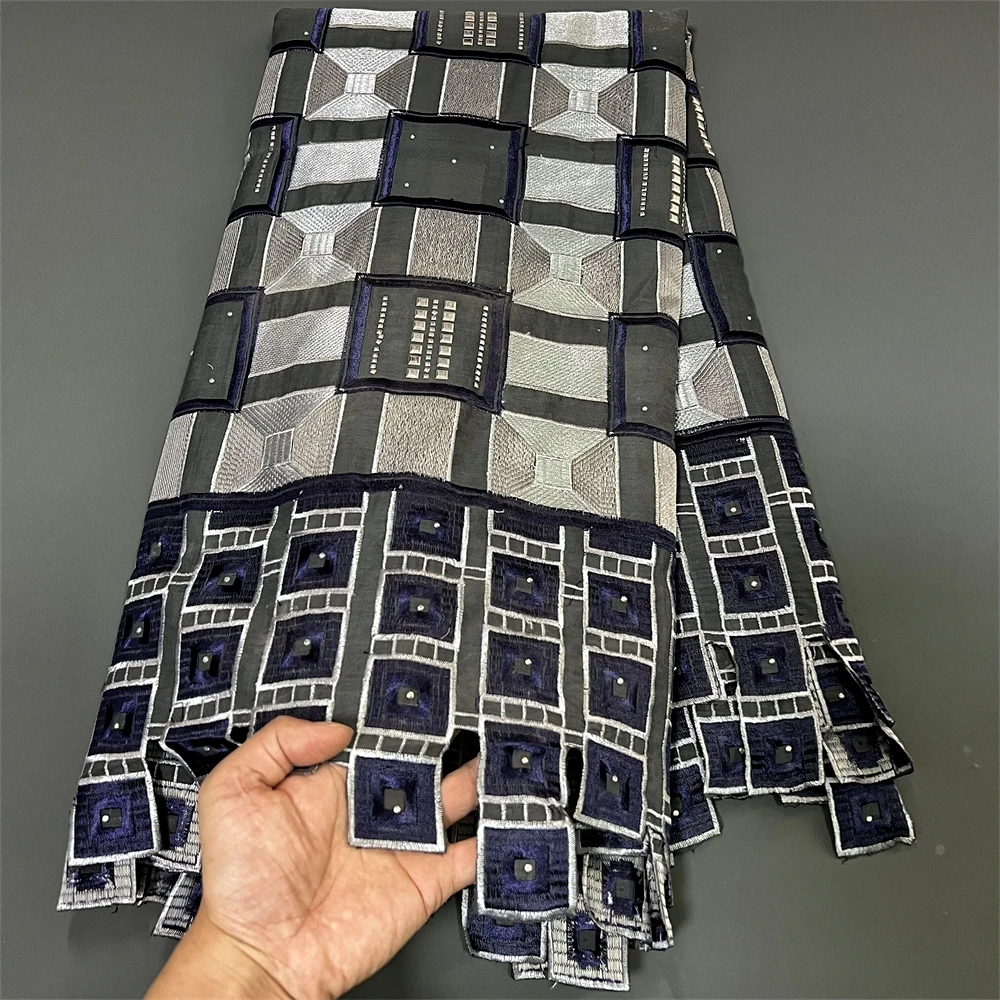 2025 أحدث جودة عالية الأفريقي النيجيري النقي تول الدمشقي أقمشة الدانتيل التطريز فستان الحفلات الترتر القطن 5 ياردة