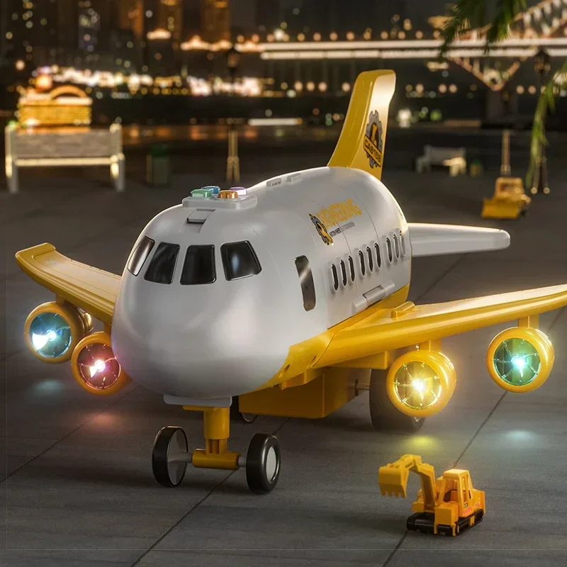 Grande aeronave simulação pista inércia brinquedo avião com luzes música tamanho grande avião de passageiros crianças avião de linha brinquedos carro presentes