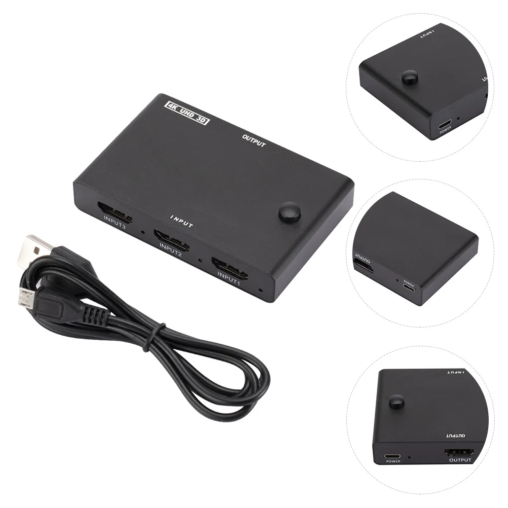 

Video Selector 3 in 1 Out 4K High Definition for Multiple Devices Pc Sharing Monitor Projector Video Converter