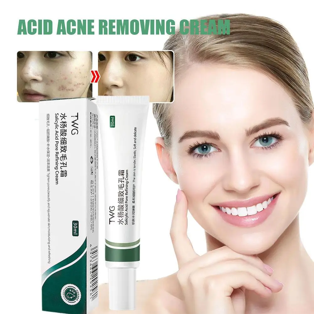 Ácido salicílico Poros Refino Creme, Encolher Poros, Melhorar a Acne Pele, Cravos Controle de Óleo, Face Care, Acnes Creme, Remover, Anti-a, 20g, K6B0