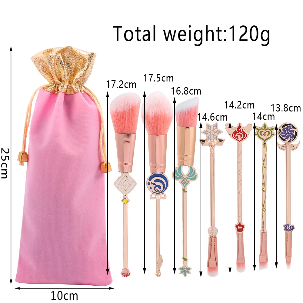 5pcs/set Anime Genshin Impact Makeup Brushes Set Professional Eyeshadow Eyebrow Brush Highlight Foundation Makeup Tool