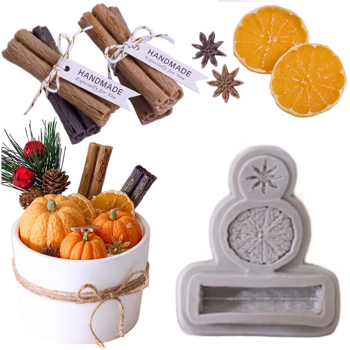 3D limón canela estrella anís nueces Navidad molde de silicona cera DIY Cupcake dulces moldes para hornear Chocolate Fondant herramienta de decoración de pasteles