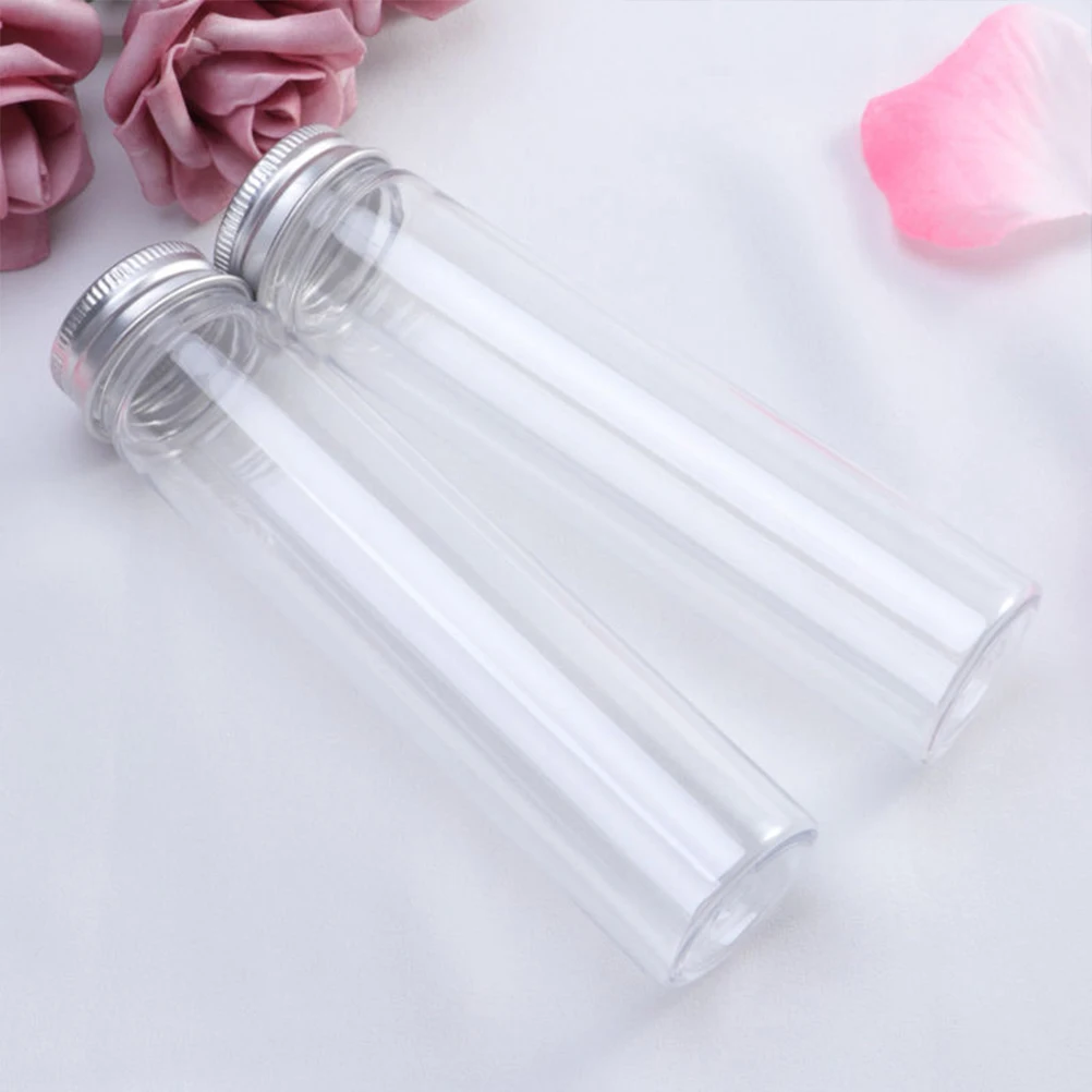 

2Pcs Hard Shell Clear Plastic Test Tubes With Leak Proof Screw Caps For Beauty Liquid Cosmetic Samples Travel Containers
