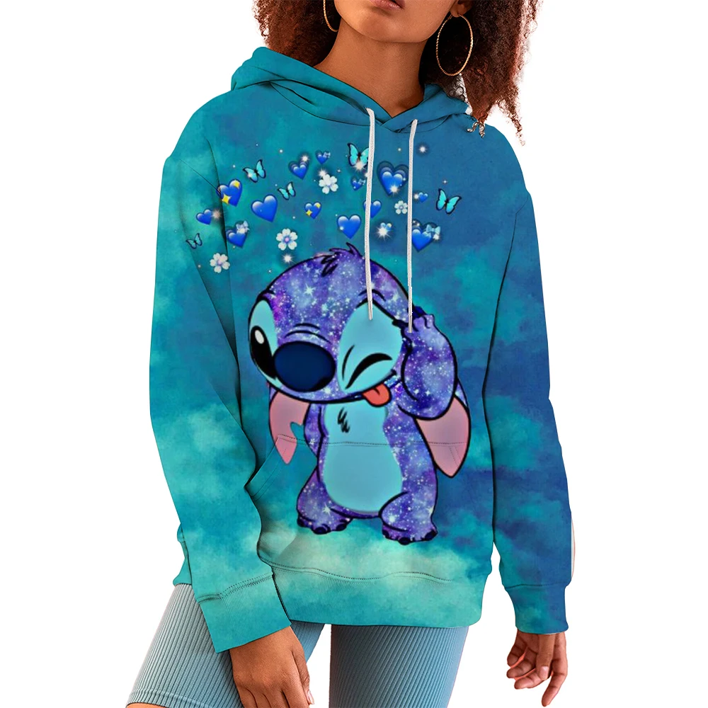 Disney Stitch Cartoon Co-branded Sweatshirt Loose Casual National Fashion Shirt Hip-Hop Style Trend 2024 Autumn New Style