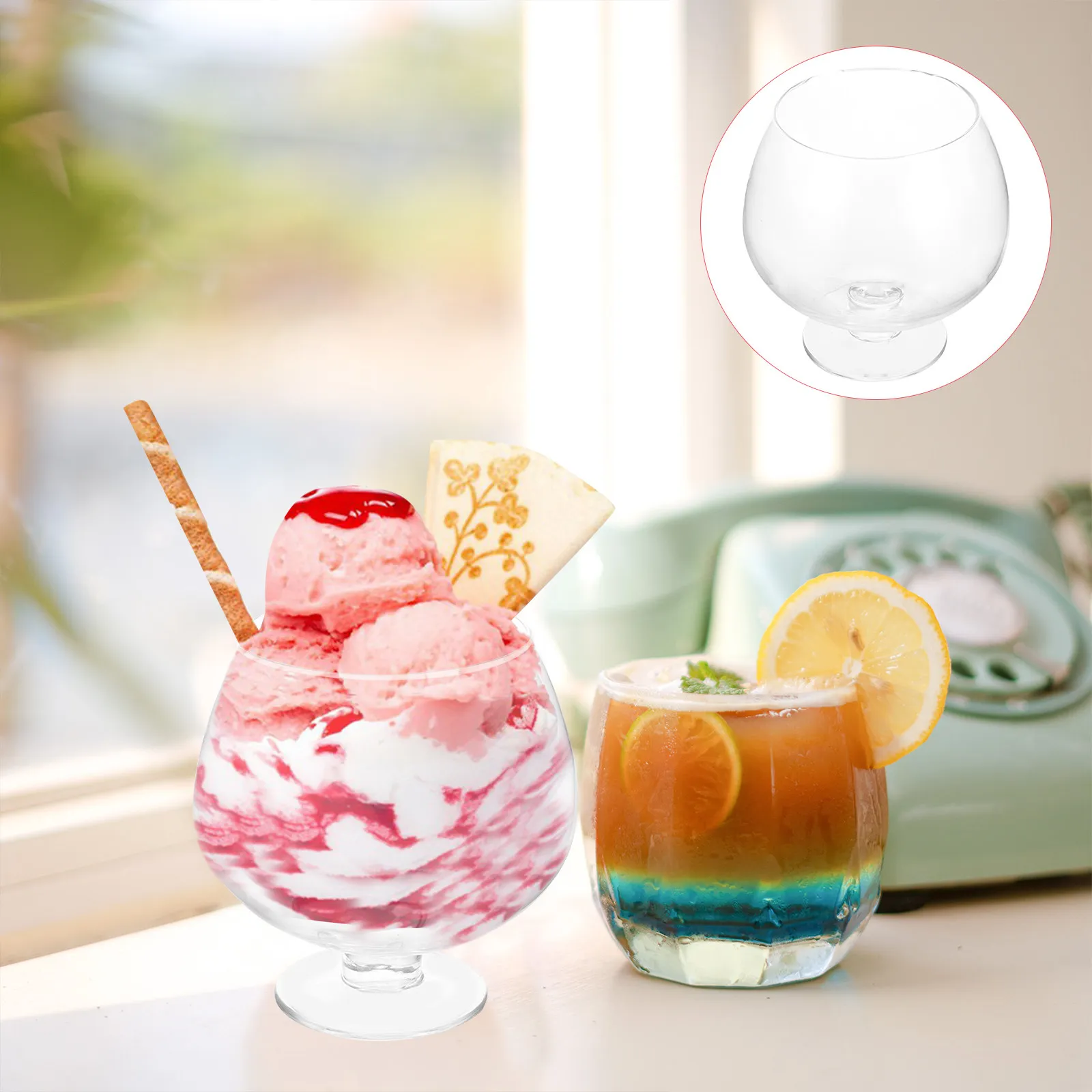 

Очень большая стеклянная чаша для мороженого, прозрачная емкость для десертов, многофункциональная кухонная посуда для хранения продуктов и мороженого