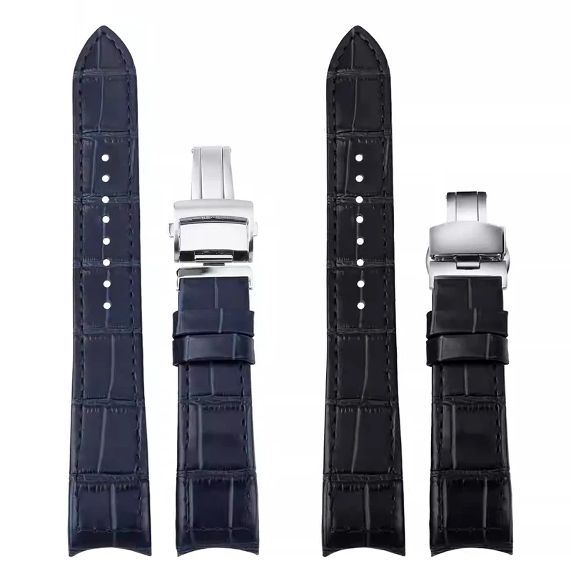 

21mm Breathable Leather Watchband for Seiko Premier Series SNP093 SNP096 SNP114 SNP115 SNP127 Curved End leather Watch Straps