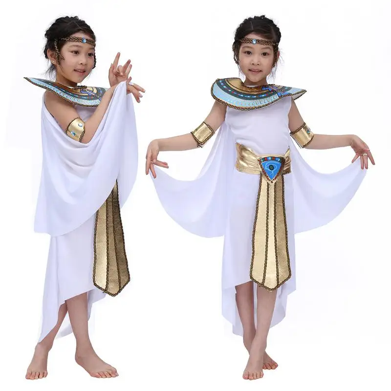 Boy/girl Ancient Egypt Egyptian Pharaoh Cleopatra Prince Princess Cosplay Costume for Kids Carnival Halloween with Accessories