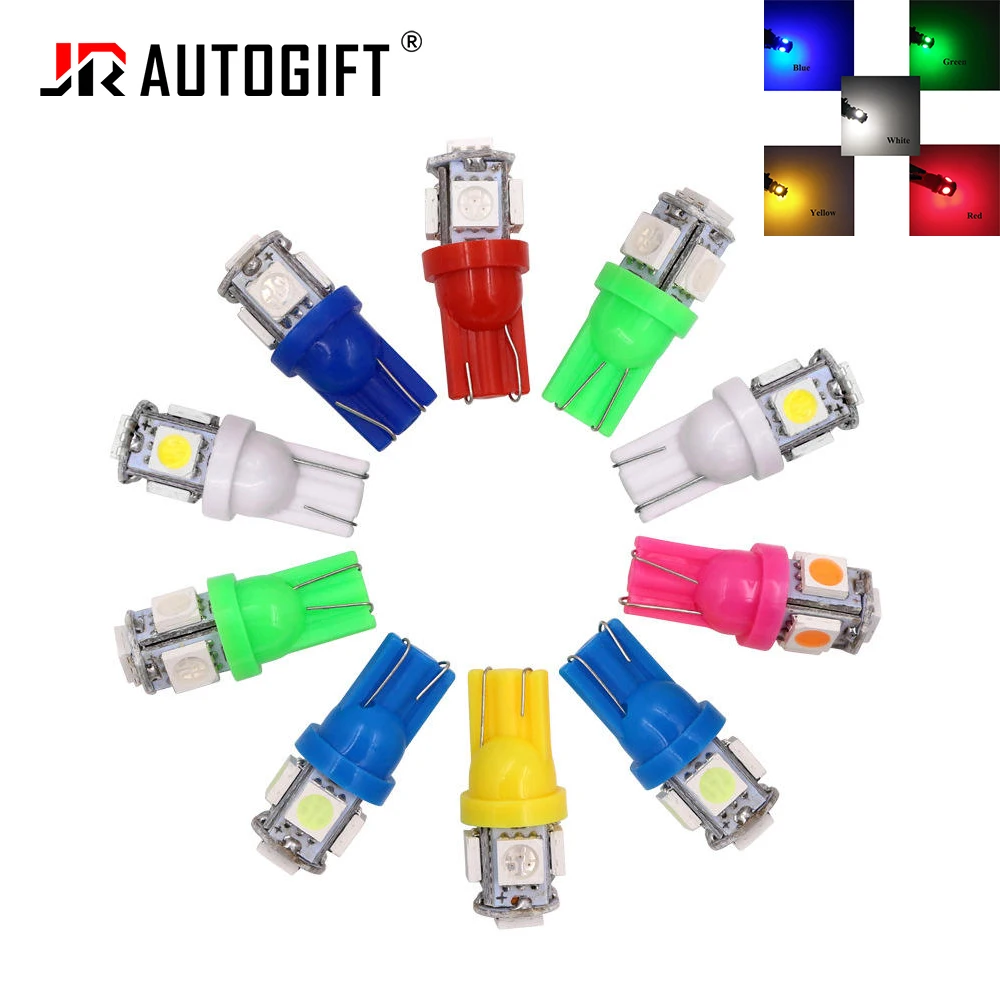 

200PCS LED Car Lamp T10 5050 5SMD White Red 194 168 W5W T10 5Led Parking Bulb Auto Wedge Clearance Interior Lamp License Plate