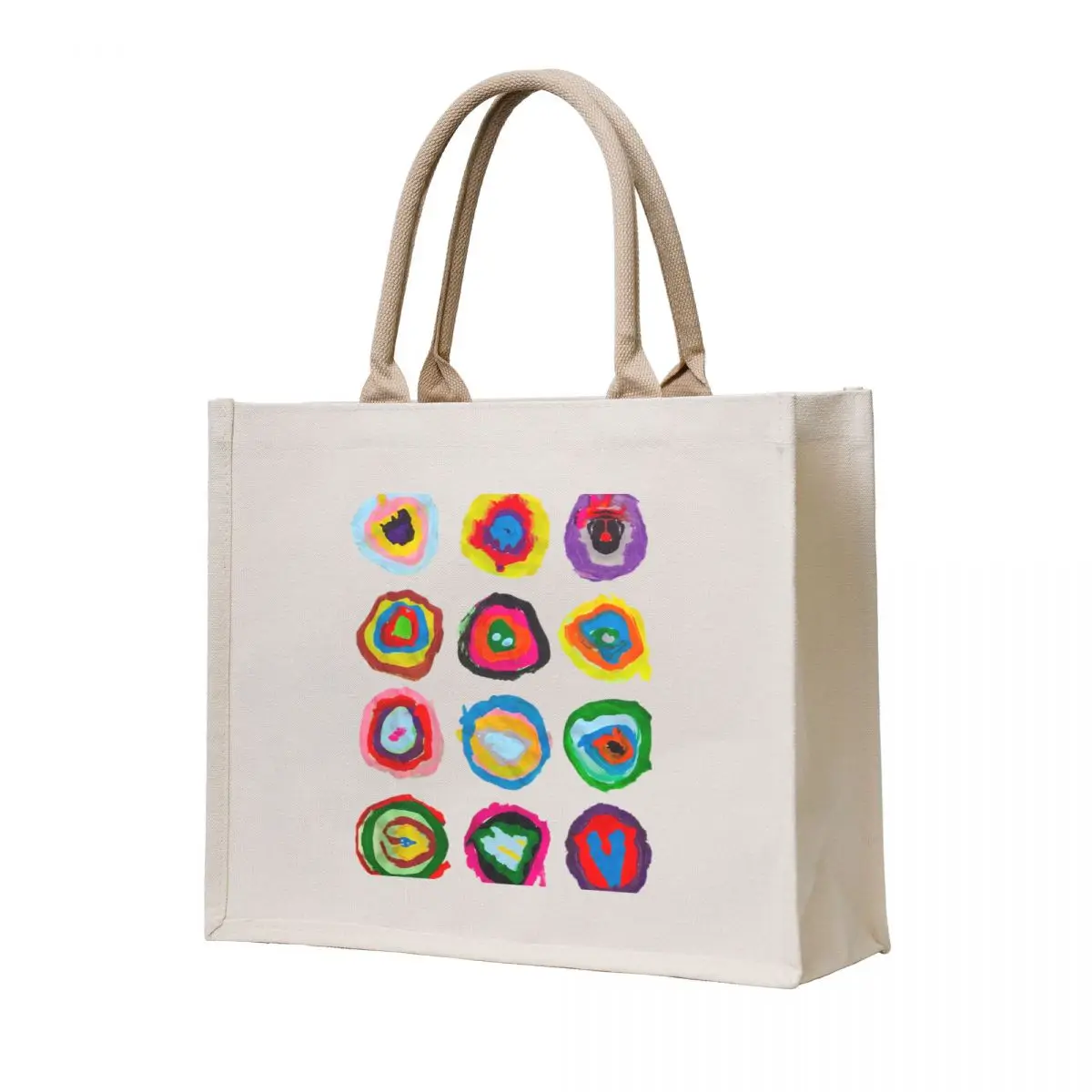 

Colorful Circle Paint on White Tote Bag tote bag screen ecological bags canvas tote bag university shopper