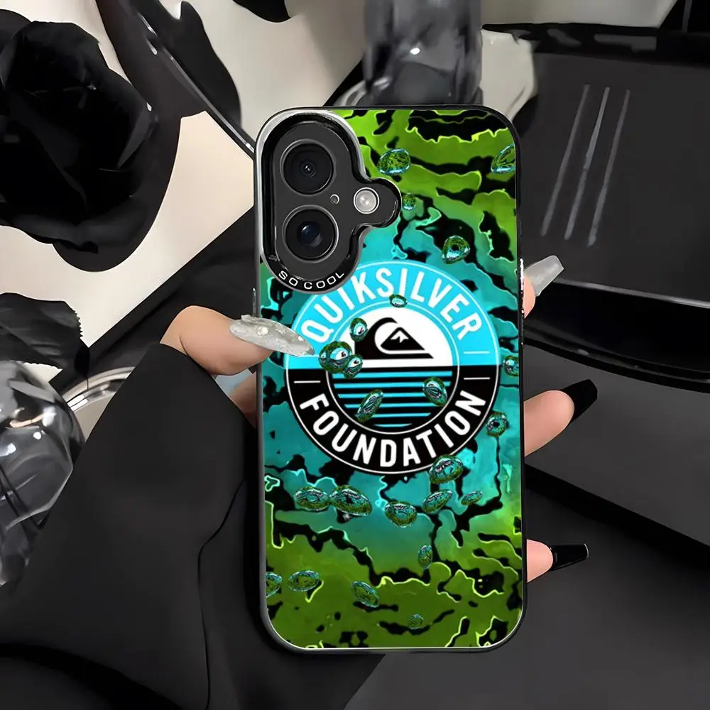 Surf e skates quiksilvers caso de telefone colorido prata na moda caso de telefone para iphone 17 16 15 14 13 12 pro max 11 casal