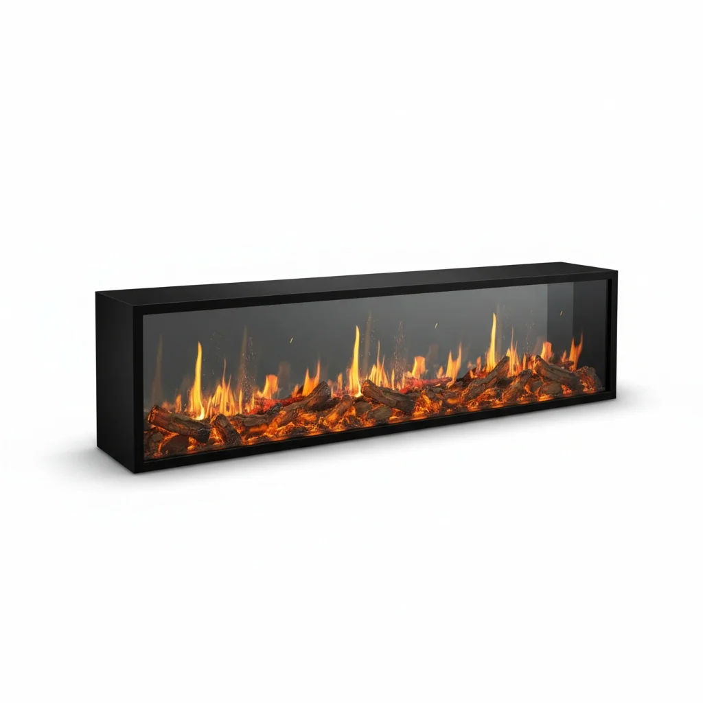 Electric Fireplace, Metal French Style Decorative Heater, Realistic Holographic Shadow Flame, Cabinet for Villa, Living Room