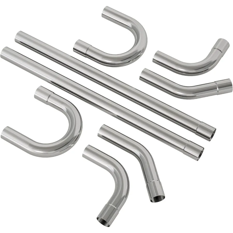 

Exhaust Pipe Kit 2.5 Inches Mild Steel DIY Custom Exhaust Kit Tubing Mandrel Bend Pipe Straight UBend 16 Gauge Universal 8PCS f
