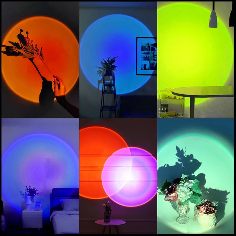 USB LED Sunset Lamp Night Light Projector Photography Wall Atmosphere Neon Lights for Party Decoration Bedroom Living Room Decor