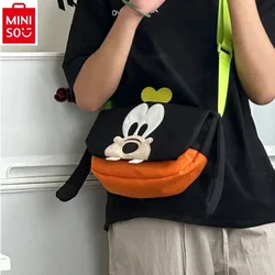 MINISO   Retro Disney Goofy Cute Cartoon Canvas Handbag Couple Multi functional Storage Versatile Crossbody Phone Bag