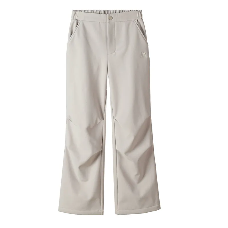 GOLDEN CAMEL Men's Hiking Pants Workwear Warm Plus Fleece Pant Straight Paratrooper Loose Sport Trousers Outdoor Water-repellent