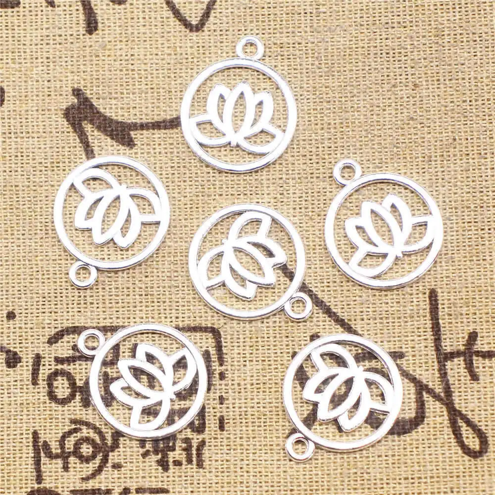 100pcs Wholesale Jewelry Lots Lotus Charms Pendant Supplies For Jewelry Materials 20x24mm