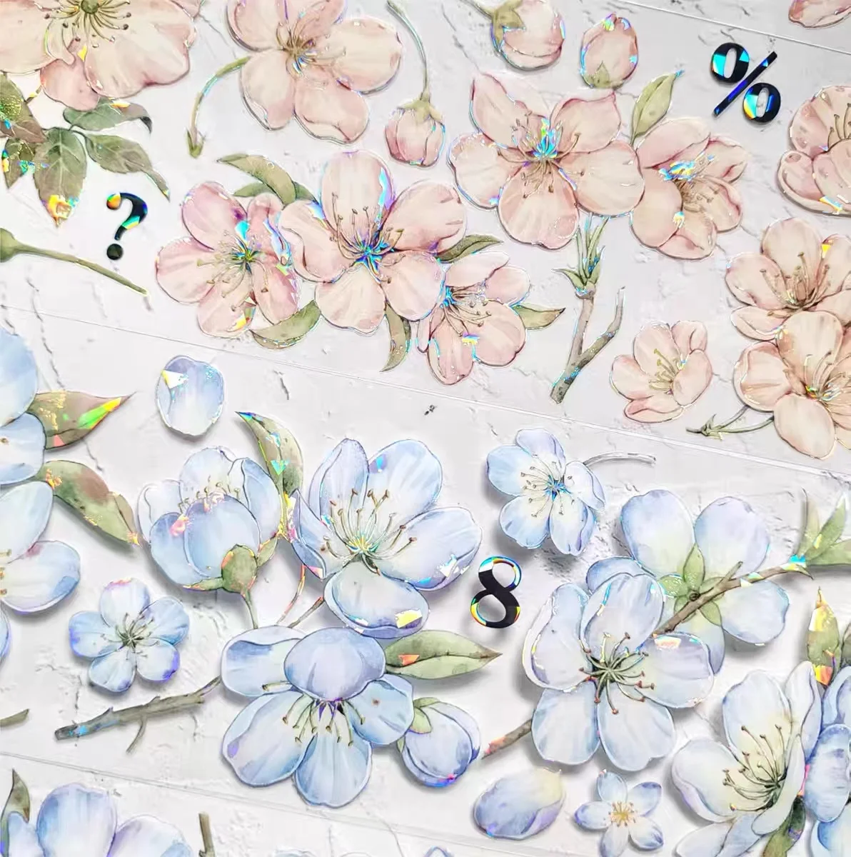 Vintage Sakura Peach Pear Blossom Floral Washi PET for Card Making DIY Scrapbooking Plan Decorative Sticker