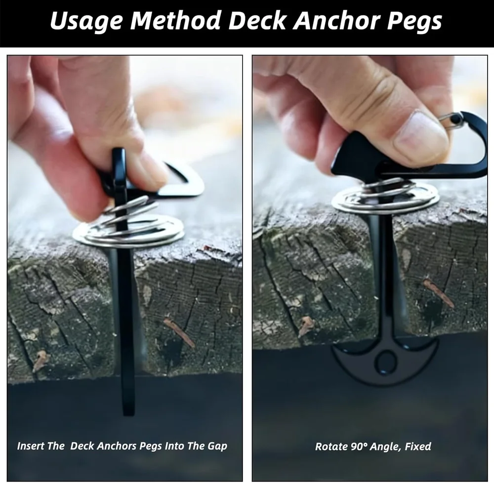 Deck Anchor Pegs Fishbone Tent Stakes with Spring Buckle Windproof Aluminium Alloy Wind Rope Anchor Camping Tent Nail - view 5