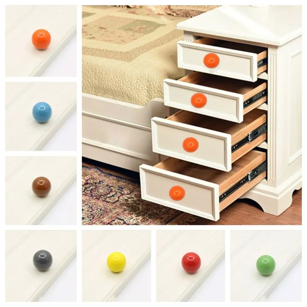 Fashion Single Hole Colorful Ceramic Knob Pull Handles Candy Color Door Knob Round Bottle Cap Cabinet Knob Wardrobe