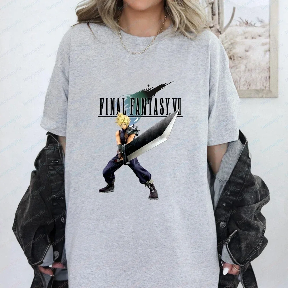 Fashion Final Fantasy VII Adult Humorous Gender-Neutral Classic Cotton Short-Sleeved T-Shirt for Both Men and Women