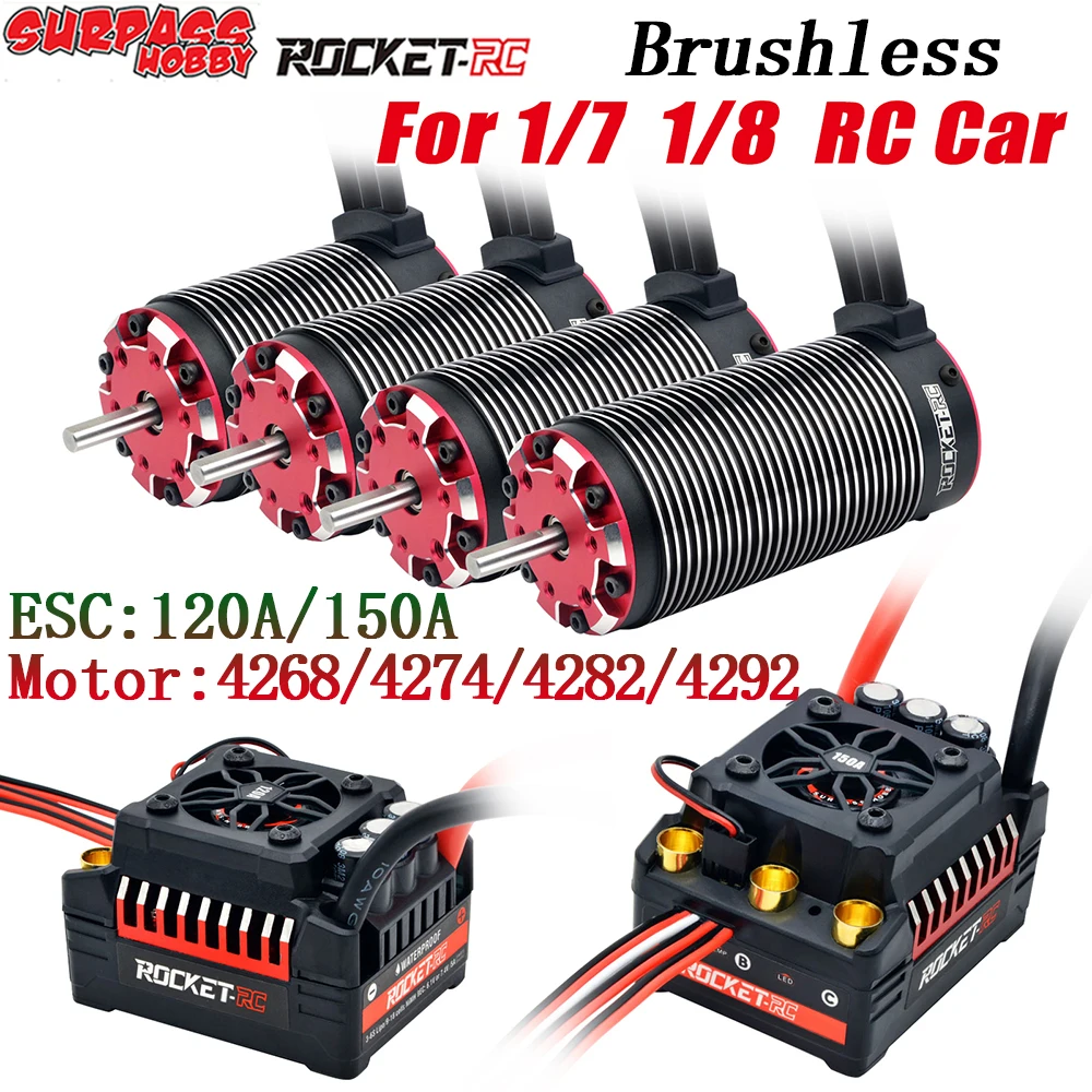 

Surpass Hobby Rocket-RC 4268 4274 4282 4292 Brushless Motor and 150A 120A ESC Combo for 1/8 1/7 RC Car Supersonic V2 Motor