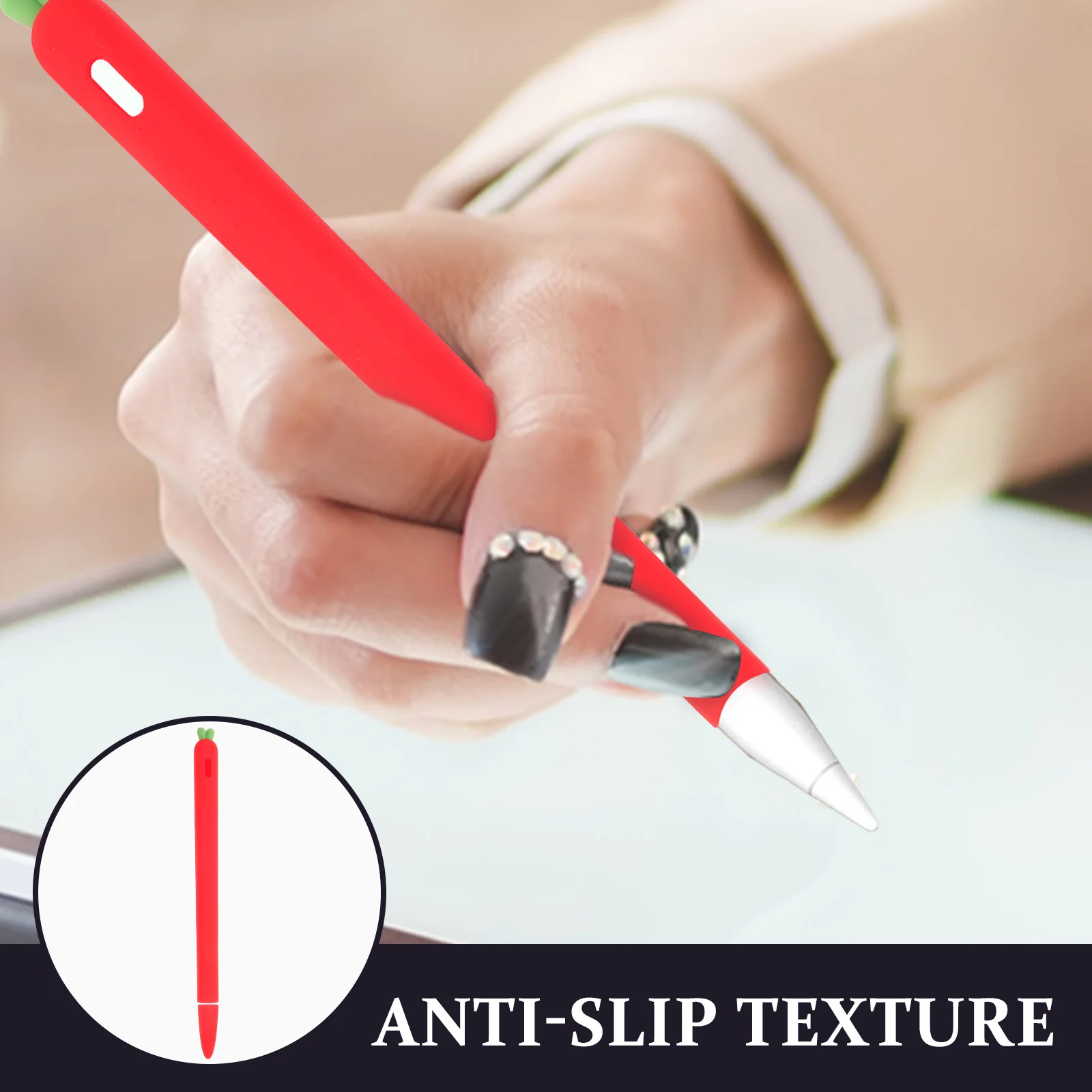 

Carrot Shaped Stylus Protective Cover Silicone Sleeve Anti Slip Lightweight Shockproof Compatible With Apple Pencil 2 Red Stylus