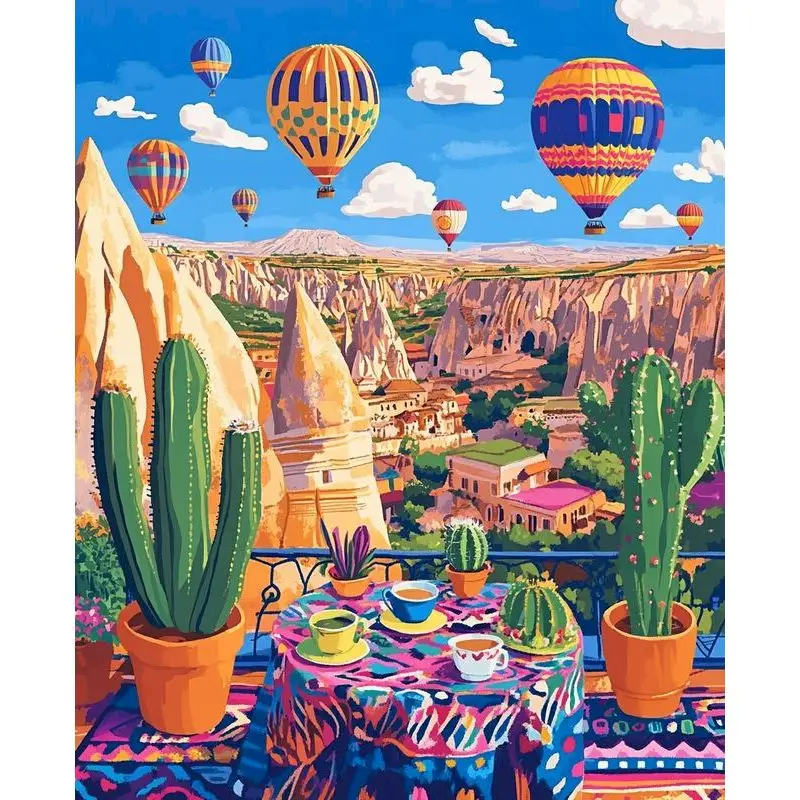 

GATYZTORY Modern Painting By Numbers With Frame 40x50cm Kits Villa Landscape Picture With Numbers For Home Wall Art Picture