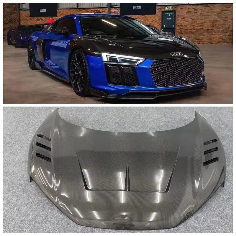 

For Audi R8 V8 V10 Coupe 2017 2018 2019 2020 High Quality Carbon Fiber Front Bumper Engine Hood Vent Cover Decorative