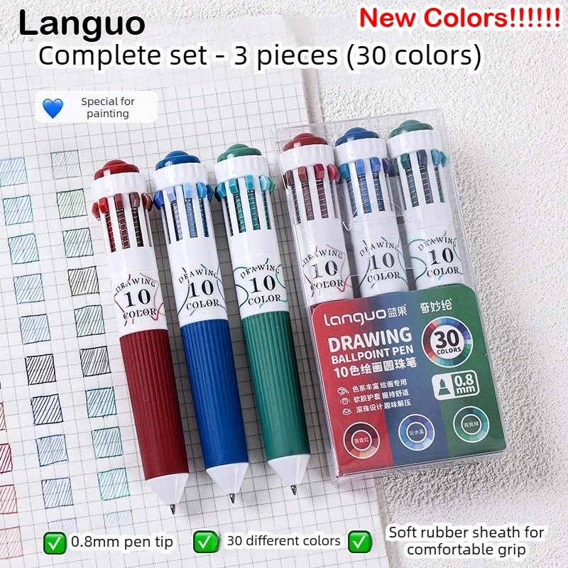 

Languo 146 Color Ballpoint Pen 0.8mm Cartoon Soft Grip Press Multicolor Writing Pen for Drawing Overlay School Office Supplies