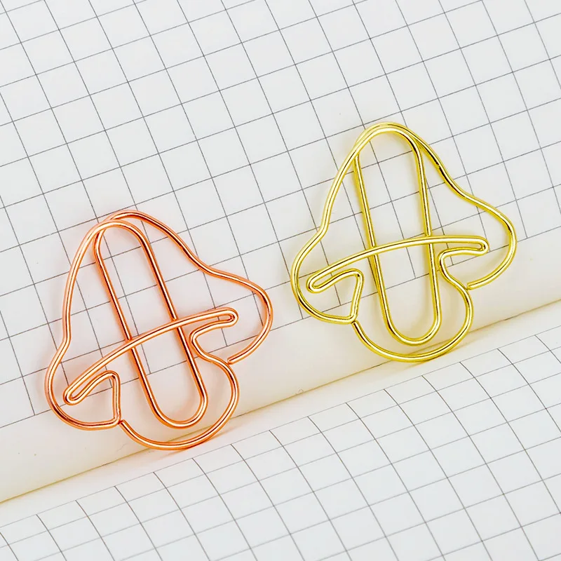 

Mushroom Creative Metal Paper Clip Bookmark Special-shaped Paper Clips Decorative Student Paperclips Rose Gold Office Stationery