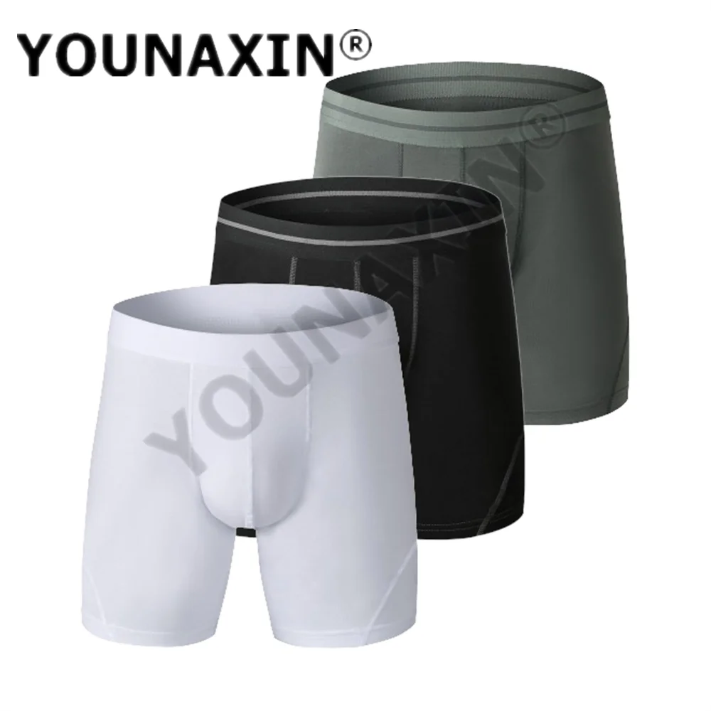 

3 Pcs Big Size Men Underwear Long Boxer Briefs Cotton Boxershorts Panties Soild Color Undies Sports Underpants M L XL 2XL 3XL