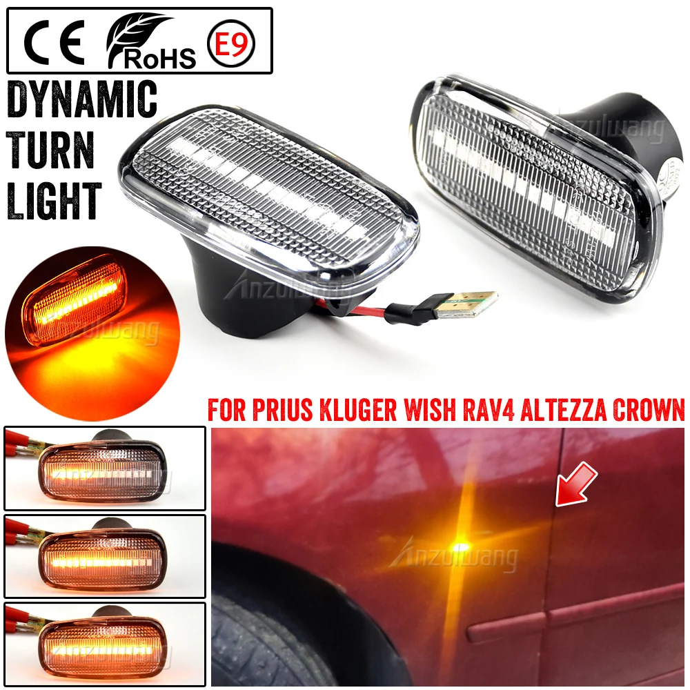 Dynamic LED Tuan Signal Lamp Side Marker Light For Toyota Prius Kluger Wish Land Cruiser 200 Prado 120 RAV4 Altezza Lexus IS300
