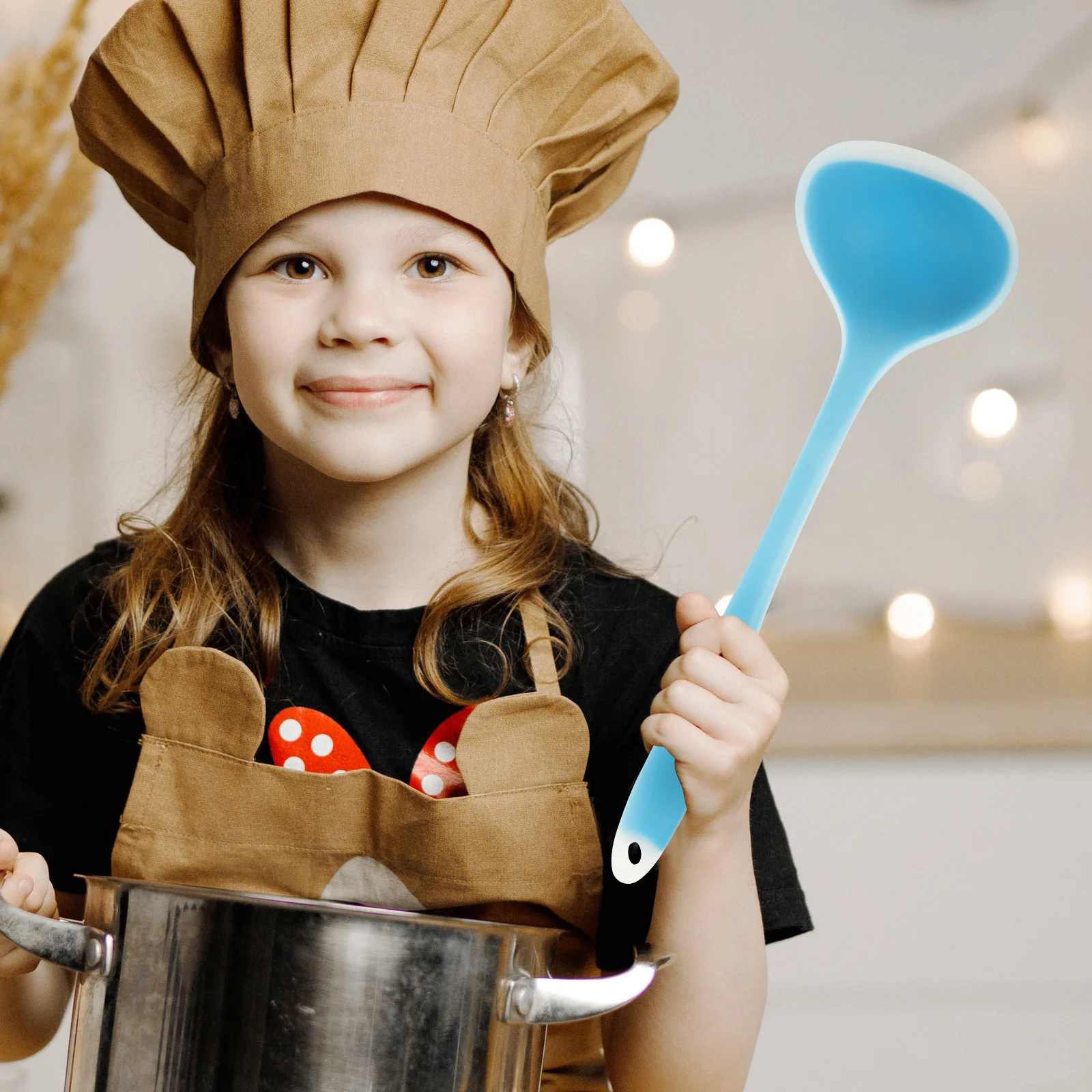 

2Pcs Soup Spoon Set Silicone Multi-Function Household Ladle Long Handle Ergonomic Design Kitchen Cooking Tool for Daily Use