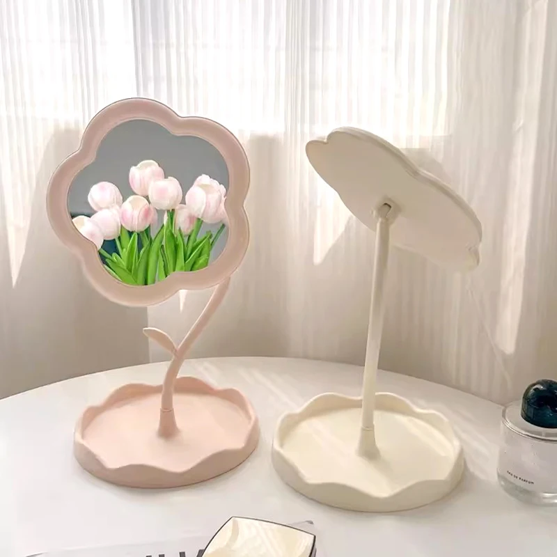 Flower Shaped Desktop Mirror Hanging Jewelry High-definition Makeup Glass Beauty Mirrors Desktop Makeup Mirror Home Ornaments