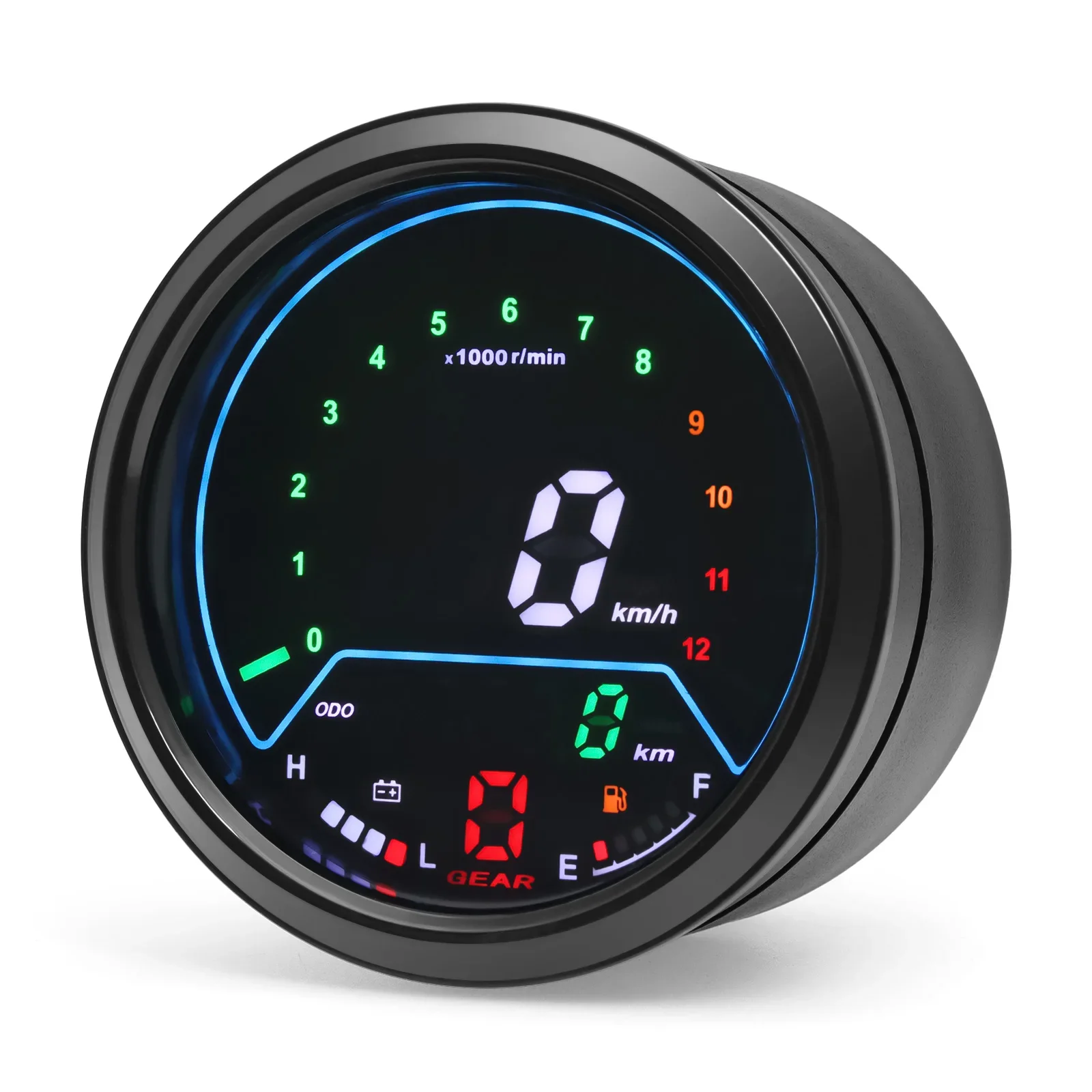 Motorcycle Instrument, Qiilu Motorcycle Instrument, Universal Motorcycle LED Odometer Meter Tachometer Meter Speedometer Instrument 12V
