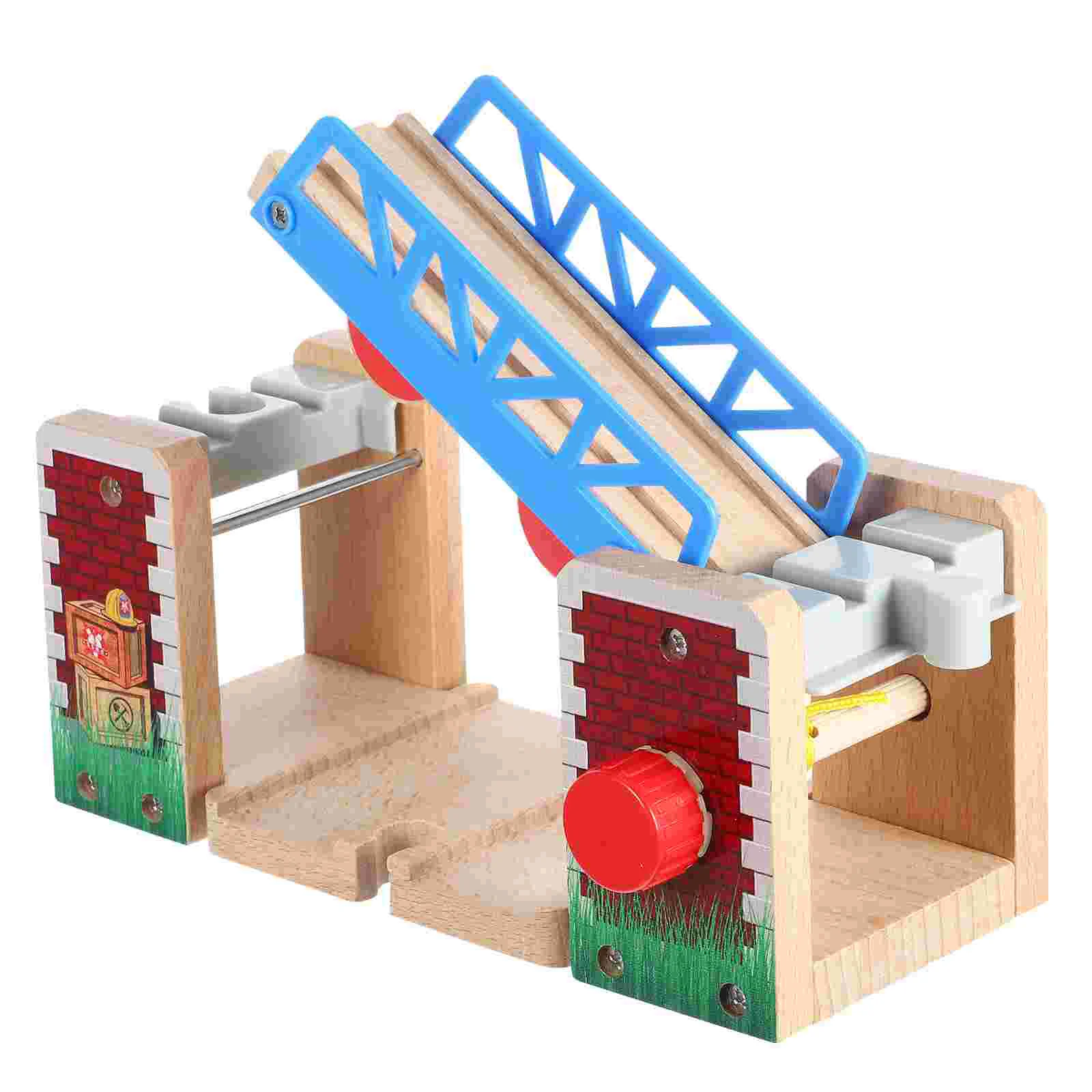 Acessórios de pista de trem crianças brinquedo cena ferroviária prop ponte de levantamento em massa para brinquedos educativos de madeira de plástico