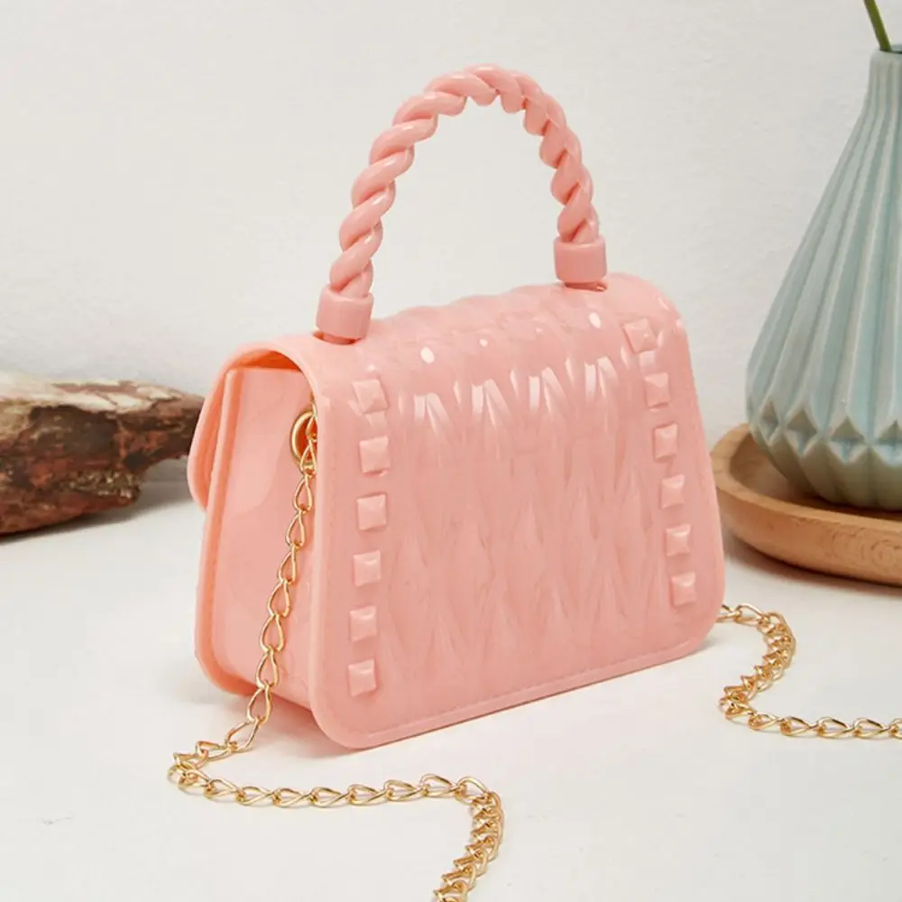 Nowy łańcuszek z zamkiem PVC przenośna Mini torebka typu Jelly Bag nit na ramię Crossbody szminka mała torebka dla kobiet torebki