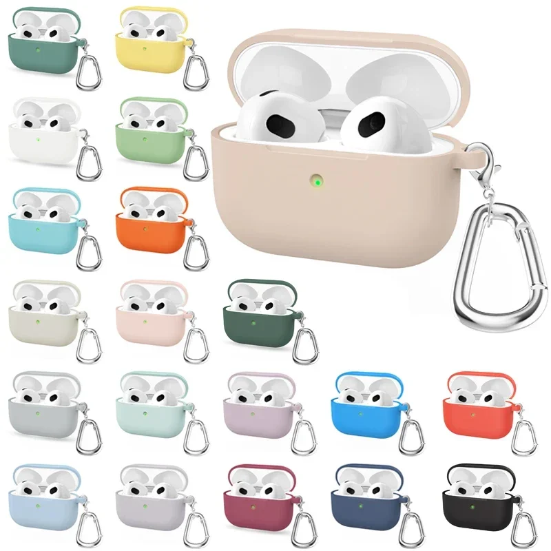 

Liquid Silicone Cases For Apple New AirPods 3 case Wireless Bluetooth earphone Case With Hook For Air Pods 3 cover Accessories