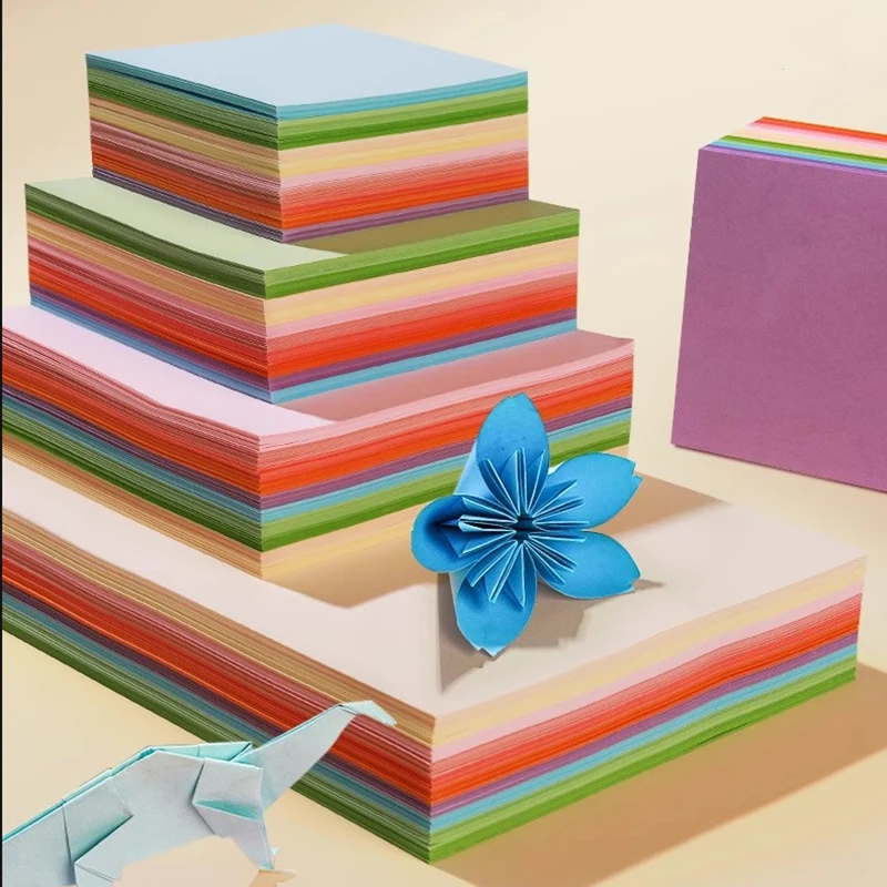 100/200/300pcs Square Origami Paper Double Sides Solid Color Folding Paper Multicolor Kids Handmade DIY Scrapbooking Craft Decor