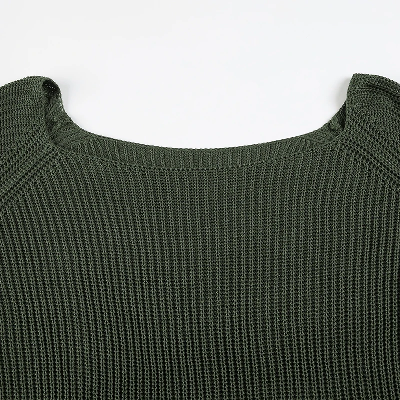 HEYounGIRL Vintage Green Circle Collar Sweater Fall Winter Stylowe swetry z długim rękawem Y2K Loose Fit Grunge Style Knit Pullovers