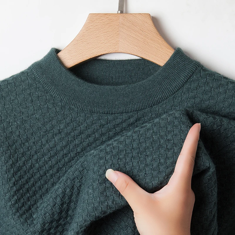 Men's Autumn Winter Long Sleeves Knitwear Keep Warm Round Neck Jacquard Exquisite Sweater Leisure Versatile Men's Clothing Tops