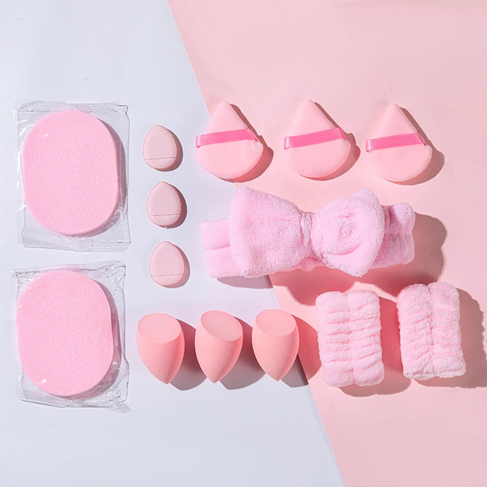 14pcs Combination Triangle Powder Puff Beauty Egg Set With Fan-Shaped Fixed Makeup Puff Honey Powder Puff Makeup image 4