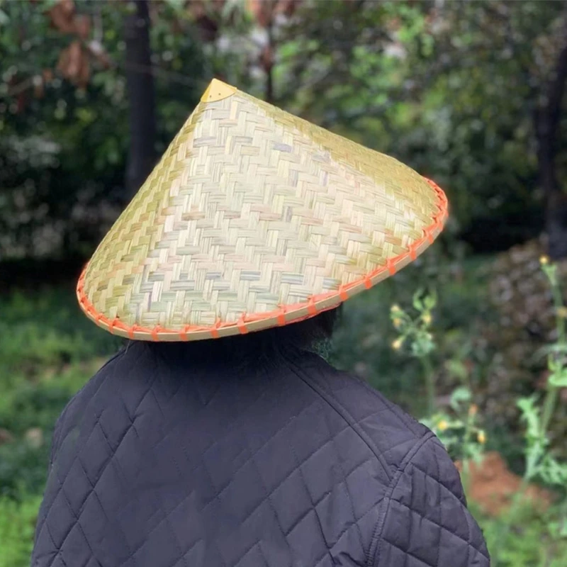 

Handwoven Chinese Fisherman Hat Rice Farmer Hat for Men Women Party Headgear