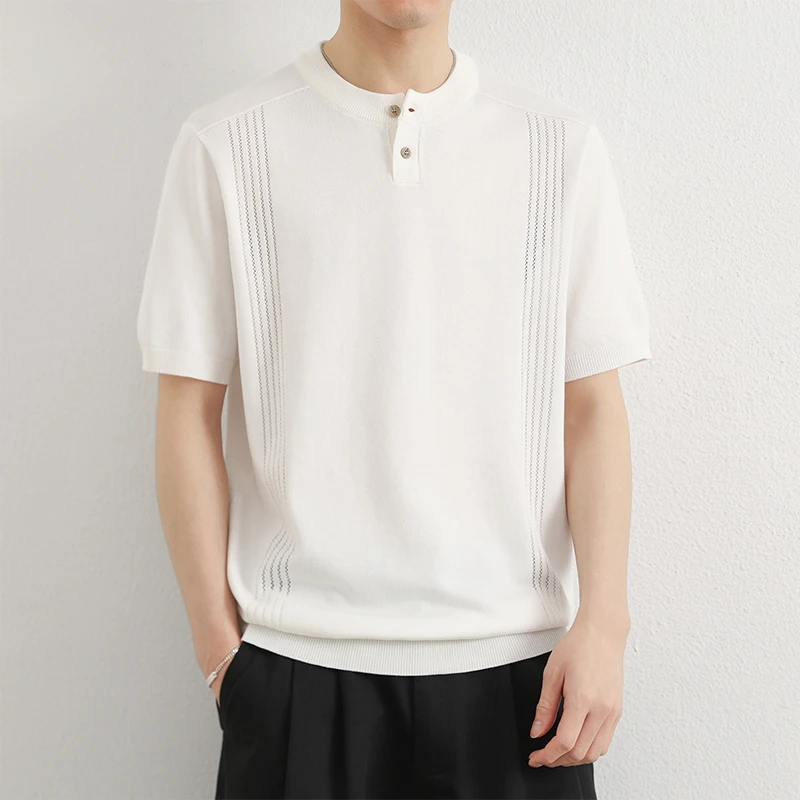 New Style Men's Knitted Short-Sleeved T-Shirt- Casual, Fashionable and Comfortable
