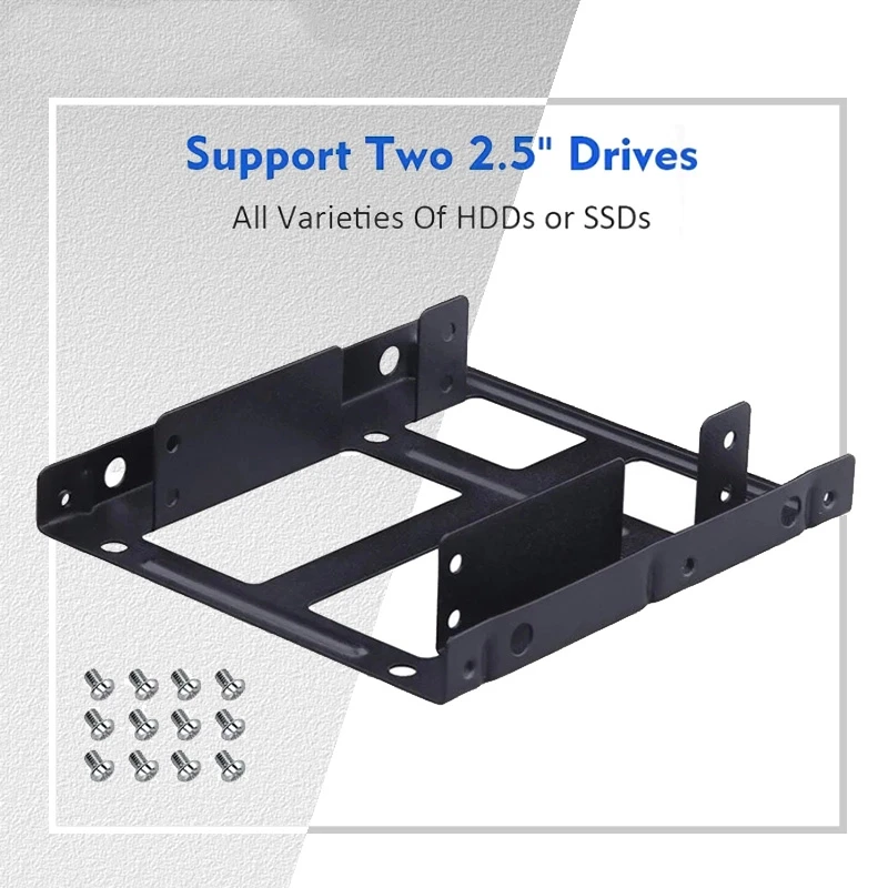 

Кронштейн жесткого диска от 2,5 до 3,5 дюйма Монтажный кронштейн жесткого двойного настольного SSD Внутренний адаптер Поддержка двух 2,5-дюймовых жестких дисков или SSD-накопителей