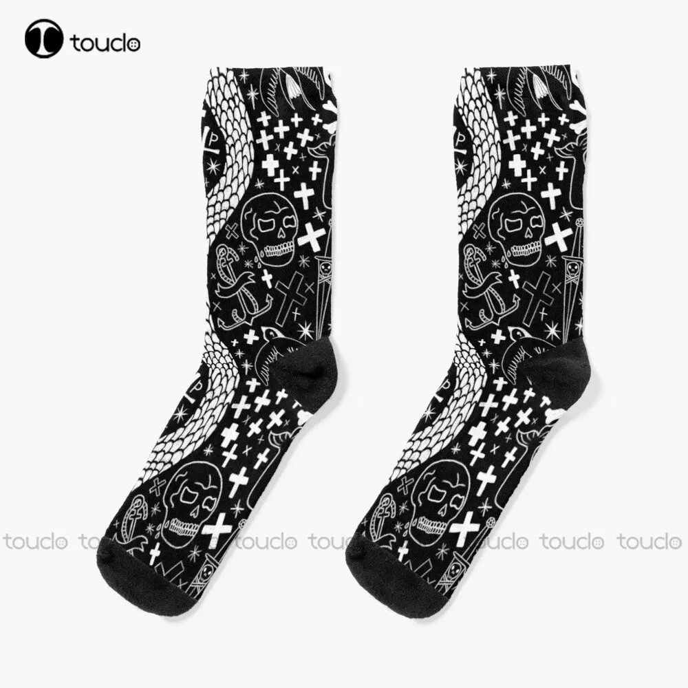 Ofmd Blackbeard Tattoos Our Flag Means Death (White) Socks Christmas Socks Christmas New Year Gift Custom Gift Streetwear Funny