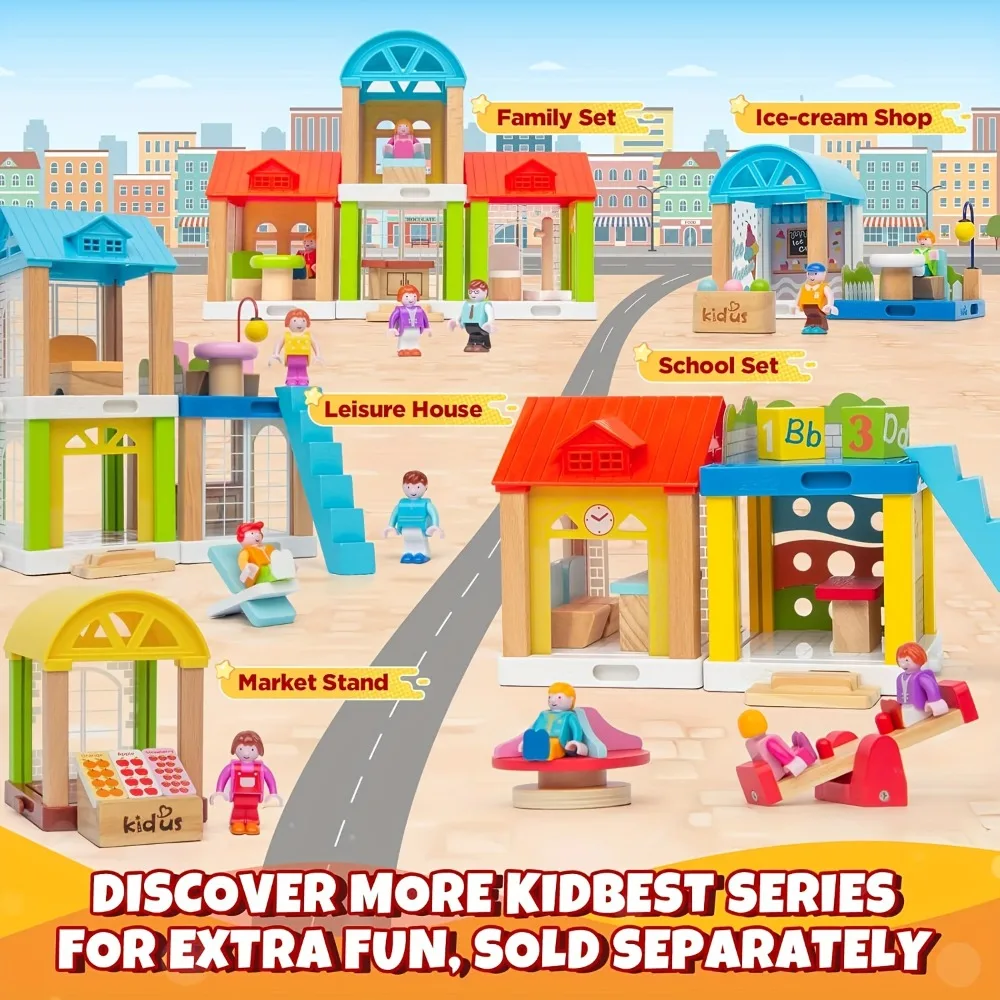 Wooden Dollhouse Furniture Set Outdoor Miniature Doll House School Accessories with Seesaw Pretend Play Toys Birthday Gift