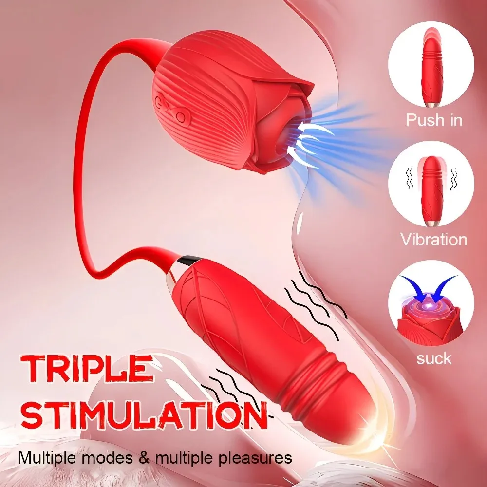 3in1 Thrusting Anal Vibrator Female Rose Sucking Clitoris Stimulator Dildo Licking Vagin Massager Masturbator Sex Toys for Women - view 3