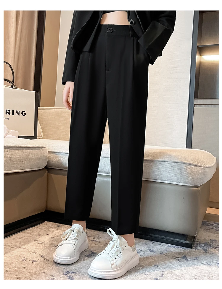 Schwarzer Blazer für Teenager-Mädchen, Cigarette-Hose, Ganzjahres-Bestseller, Hochgeschnittene Lange Hose, Koreanische Kinder-Hochzeitsmode, Formelle Hose – Detail 13